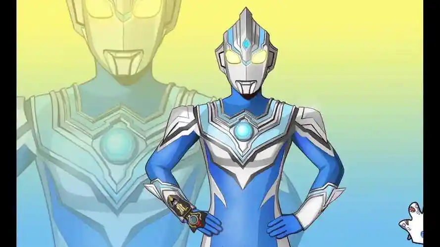 原创手绘风马奥特曼像风一样的蓝色忍者