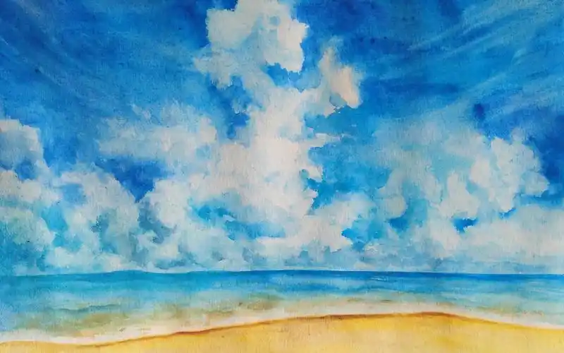 【omiyaan绘画视频】【水彩】巨大的云朵_哔哩哔哩 (゜-゜)つロ 干杯