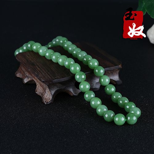 玉奴/新疆和田玉/碧玉/项链/12mm