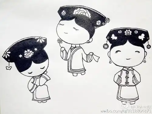 三位小格格简笔画