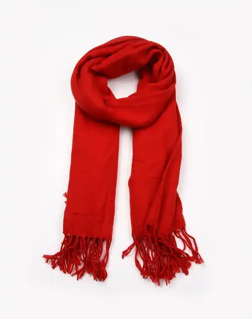 红色羊绒单色时尚大长巾