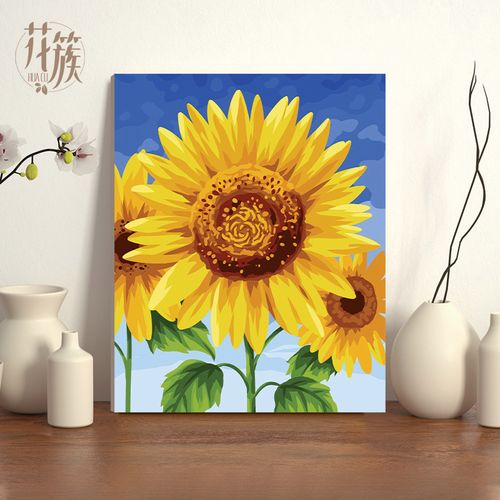 数字油画diy油彩画北欧风格梵高向日葵手工填充装饰画涂色填色画