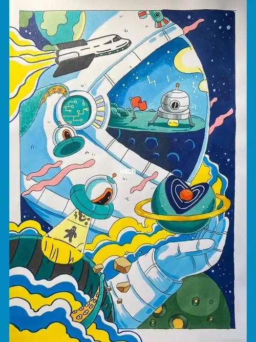 马克笔手绘科幻装饰画