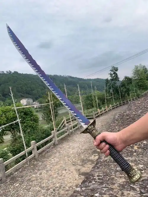 烤蓝琅琊战刀清刀形制刀身烤蓝工艺狼牙纹刃口