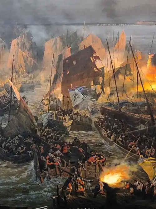 赤壁之战龟山全景画馆经典油画