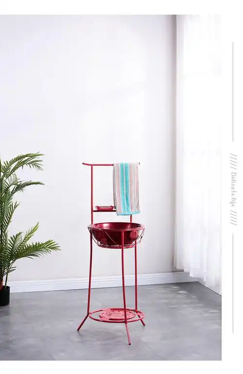 实木脸盆架简易古典中式落地毛巾置物卫生间浴室办公室洗脸盆架子海棠