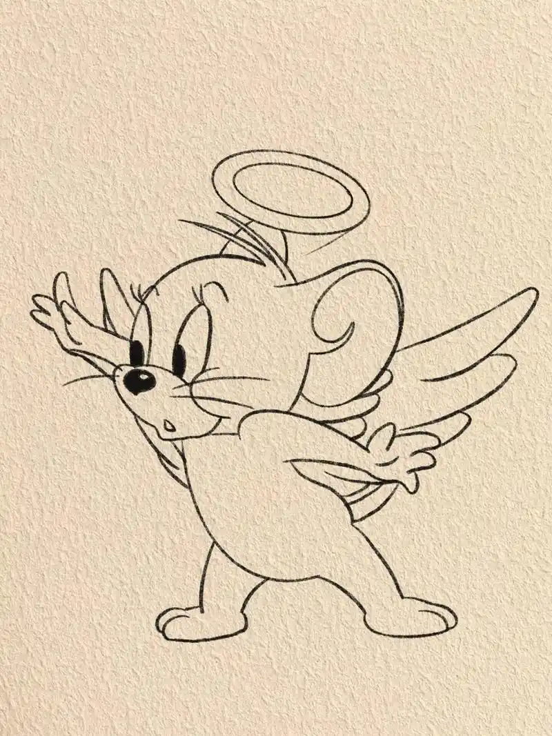 猫和老鼠天使杰瑞/简笔画教程 古灵精怪的棕毛花枝鼠杰瑞