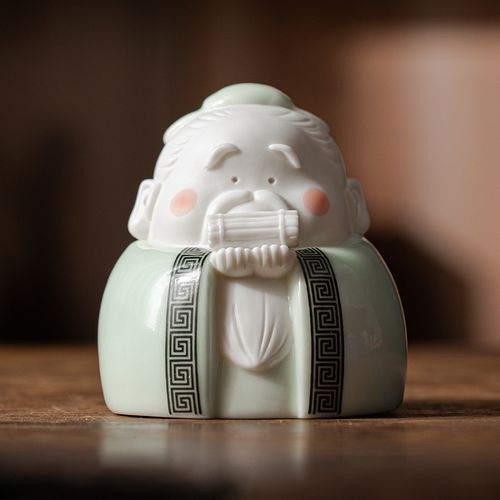 炼器可爱陶瓷孔夫子摆件创意小号卡通孔子书房桌面装饰教师节礼物