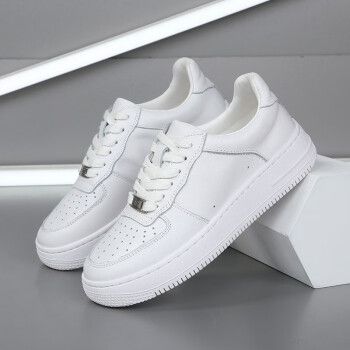 一号小白鞋真皮牛皮纯白情侣鞋经典低帮浅口运动休闲男鞋白侣款38女