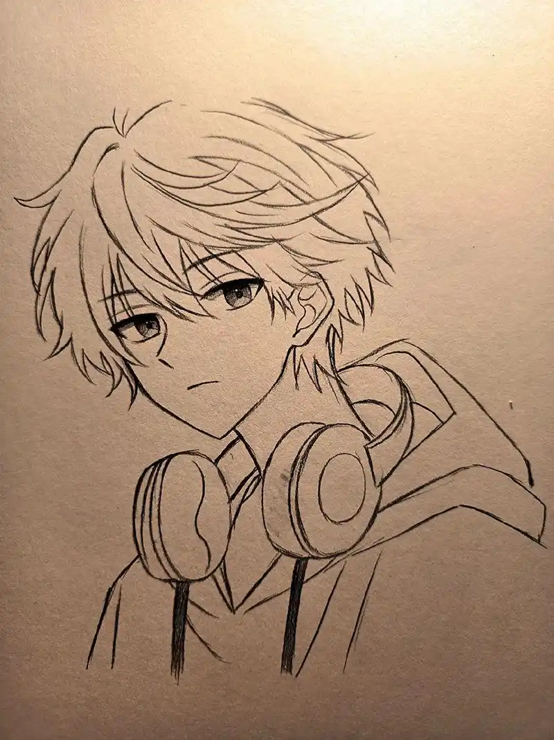 过程图教你画男生.#临摹 #动漫手绘 - 抖音