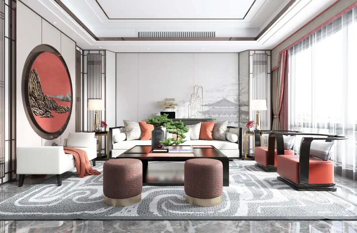 新中式客厅设计方案50