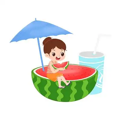 拟人元素png素材夏天夏日夏季国潮美食国风古风卡通手绘插画美味好吃