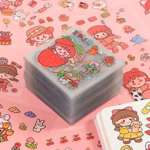 300张手账贴纸套装手杖ins风少女心便宜100张手账本防水透明水杯