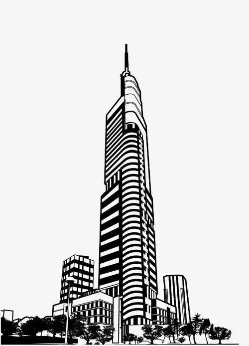 手绘线条城市景象