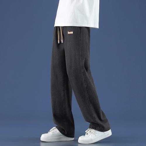 潮牌宽松直筒阔腿裤男款长裤春秋季牛仔裤高街百搭休闲男士美式子
