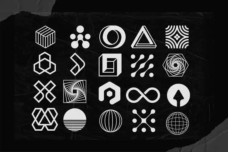 125款潮流抽象科幻几何矢量装饰图形徽标平面海报设计素材125abstract