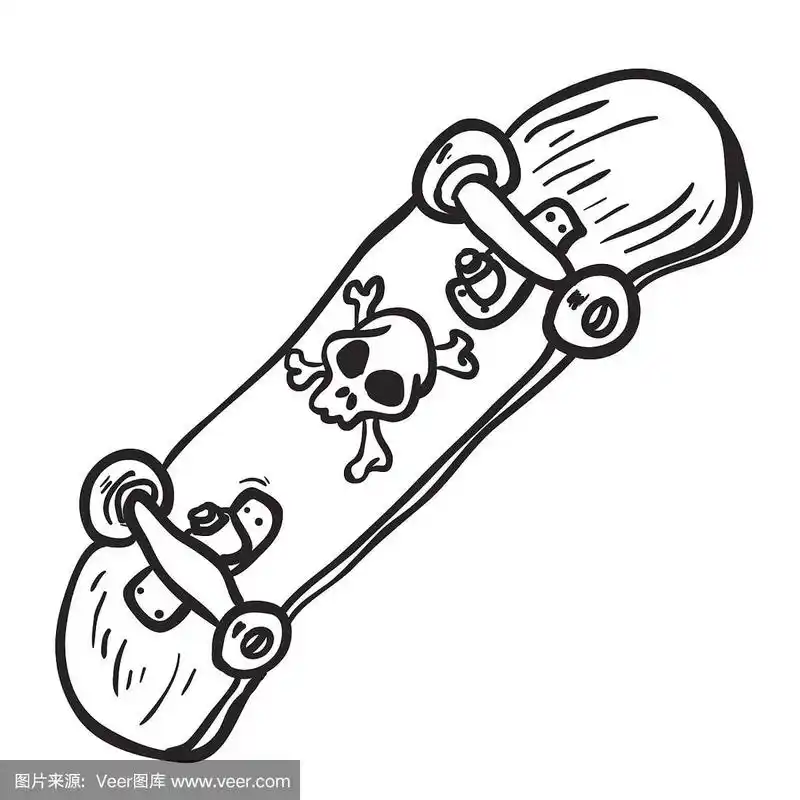 简单的黑白滑板孤立