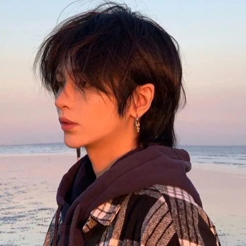 狼尾假发男日系学生男生武士头中分男士鲻鱼头自然日常全头套式—日常