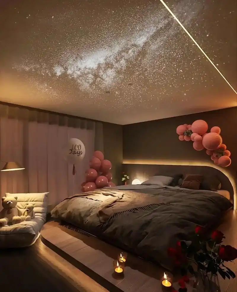 2023年卧室装修 星空顶设计##卧室设计 #你的眼光决定了 - 抖音