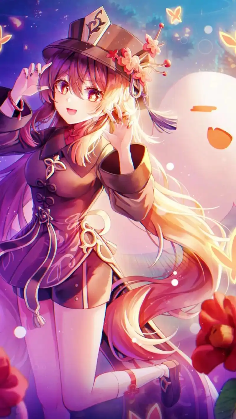 二次元游戏原神胡桃超清竖屏手机壁纸图片#充能计划 #抖音图文 - 抖音