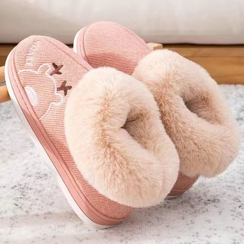 包跟棉拖鞋女可爱外穿冬季情侣居家用防滑软底毛绒拖鞋男