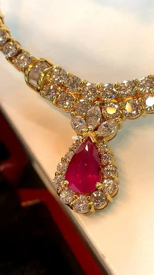 art deco华丽宫廷风 红宝石钻石项链