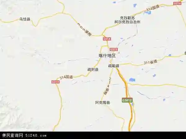 中国 新疆维吾尔自治区 喀什地区 疏附县疏附县卫星地图 本站收录有