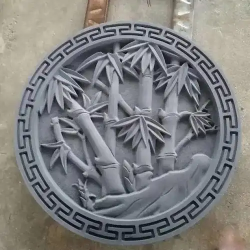 定制浮雕地雕青石仿古线雕圆形福字吉祥图案挂件墙壁五福壁画雕刻