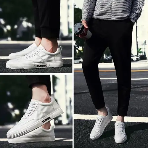 红色卫衣搭配黑色运动裤还有一个白色的皮质板鞋好看嘛.拜托了哦