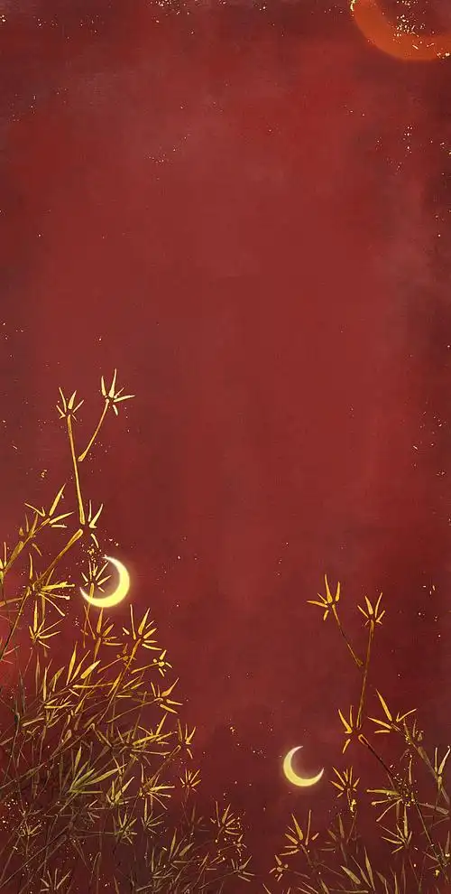红色背景金色竹子古风背景富贵