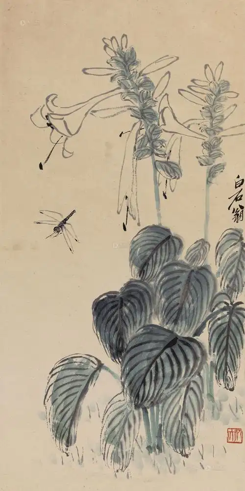 1441玉簪花立轴设色纸本