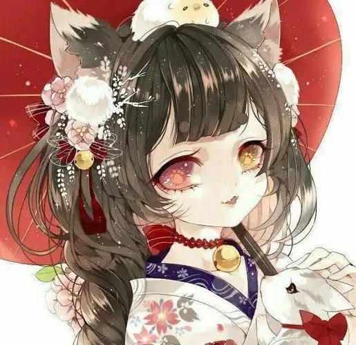 姬头动漫女生头像和服猫耳异瞳可爱个性闺蜜头像华丽