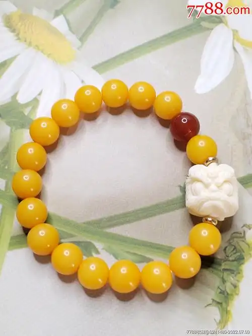 黄菩提珠鸿运醒狮手串