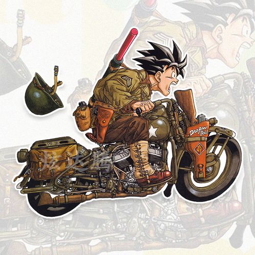 七龙珠悟空骑摩托卡通动漫个性创意贴画小牛电动车摩托车汽车贴纸