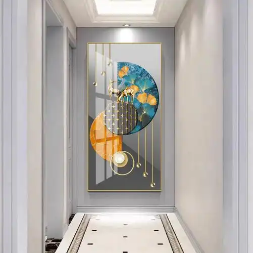 新款福禄玄关背景墙壁画现代入户走廊过道墙画现代装饰画