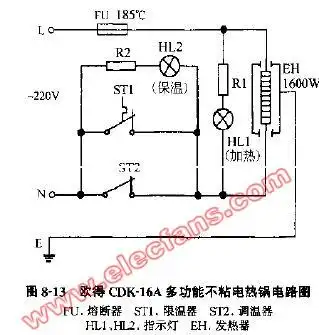 欧得cdk16a多功能不粘电热锅电路图