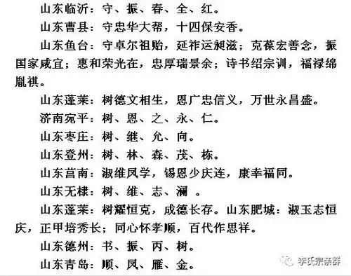山东李氏!家谱字辈大全,快收藏扩散