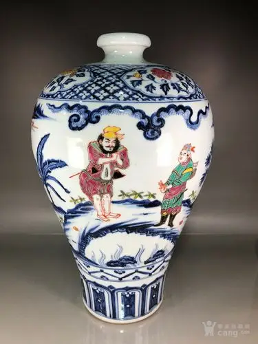 明代宣德青花五彩人物故事梅瓶_华夏古玩城_华夏收藏网