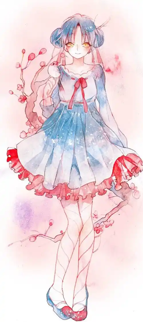 水彩画手绘动漫人物可爱 水彩笔绘画动漫人物