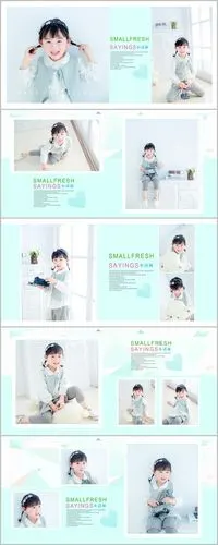 儿童psd相册模板方版宝宝写真成长纪念册样册影楼排版ps素材