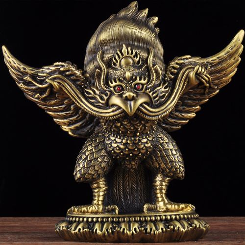 全铜金翅大鹏鸟摆件大鹏金翅鸟像家居客厅装饰品家用寺庙佛堂供奉