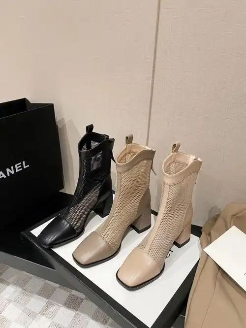 高跟网纱镂空女鞋夏季透气短靴真皮