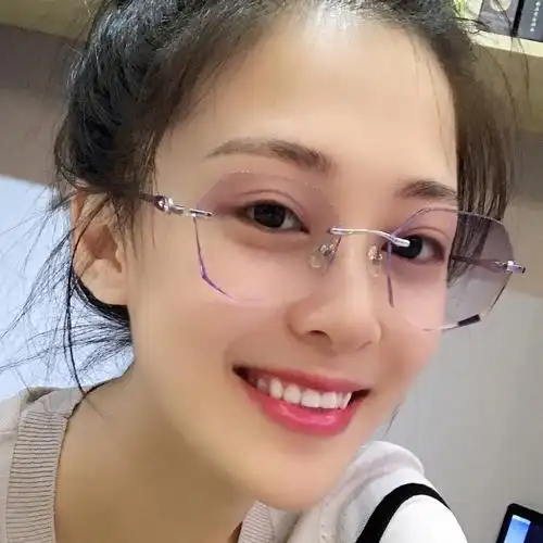 纯钛无框近视眼镜女韩版潮网红款大脸显瘦素颜眼镜可配度数防蓝光