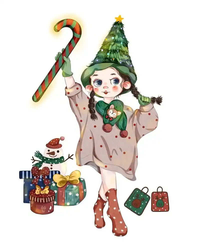 圣诞节90|人物插画.#图文伙伴计划 #procreate绘 - 抖音