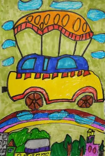 飞上天的车创意画一等奖