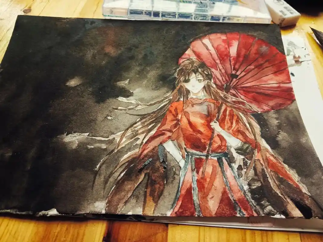 水彩手绘【花开满城#水彩 #天官赐福#花城#手绘 #画画96 - 抖音