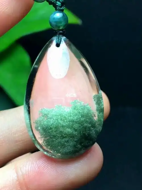 巴西天然绿幽灵水晶吊坠