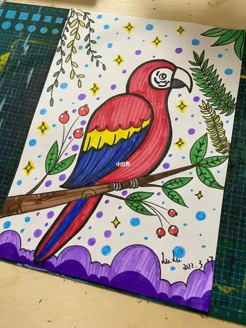 儿童画鹦鹉56学前