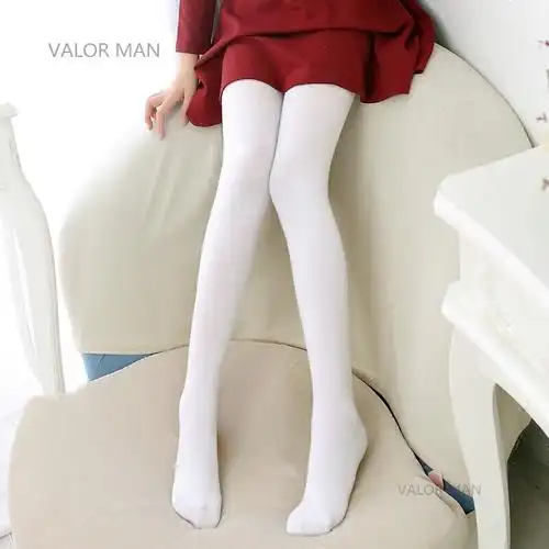 春秋薄款舞蹈袜女童打底裤纯棉儿童连裤袜白色丝袜宝宝长筒袜子夏