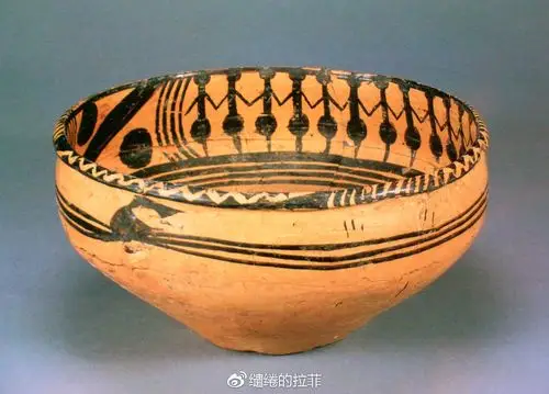 新石器时代网纹彩陶船形壶仰韶文化彩陶